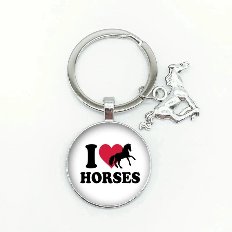 I Love Horses Keychain